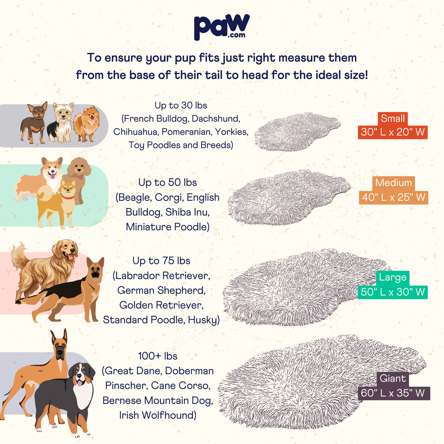 PupRug by Paw.com® Faux Fur Orthopedic Dog Bed - Curve Polar White