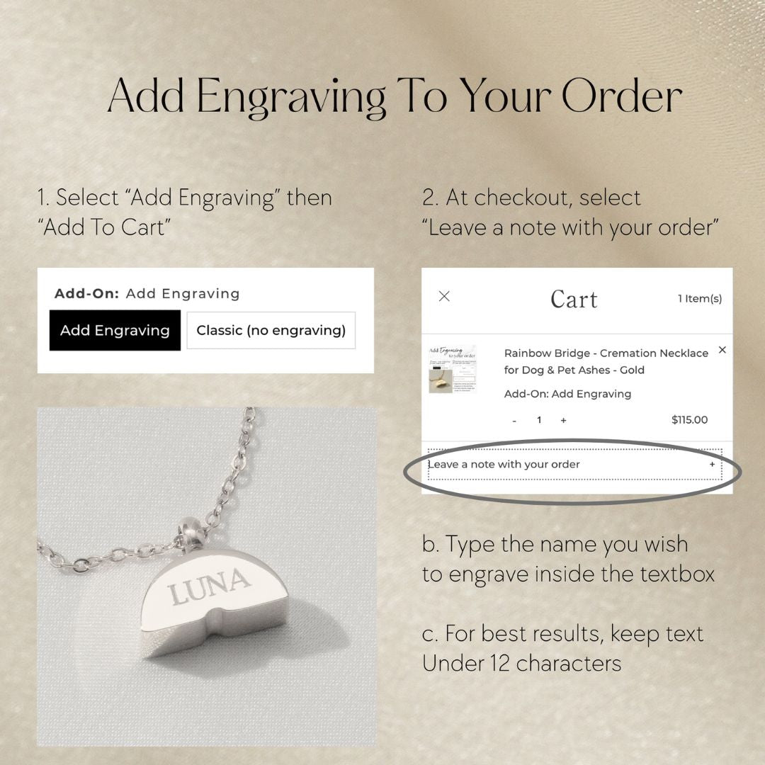 Rainbow Bridge - Cremation Necklace for Dog & Pet Ashes - Gold