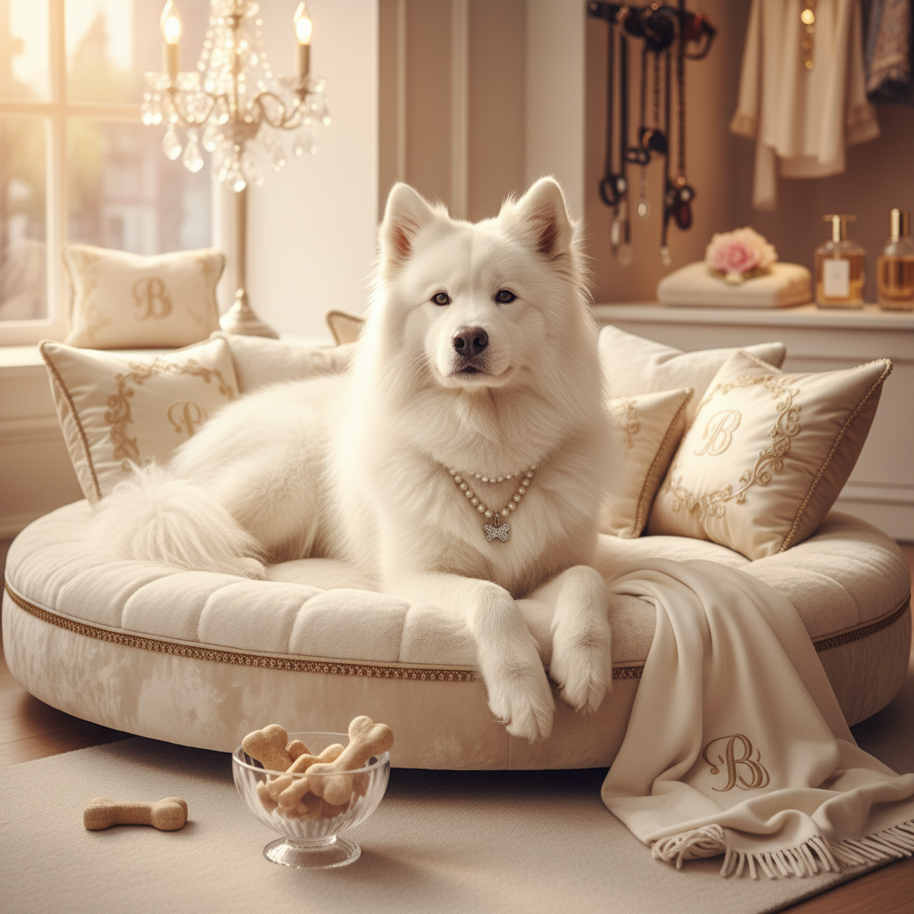 Glamorous Dog in Luxury Bed