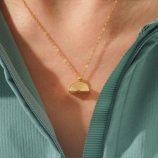 Rainbow Bridge - Cremation Necklace for Dog & Pet Ashes - Gold