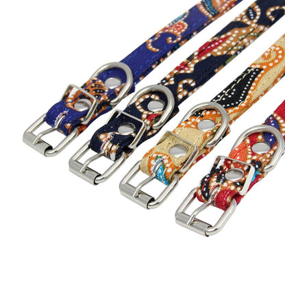 Bohemia Pattern Dog Leash & Collar – Durable Fabric Pet Walking Accessory