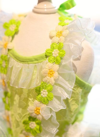 Dog Fairy Tutu Dress with Butterfly & 3D Floral Lace