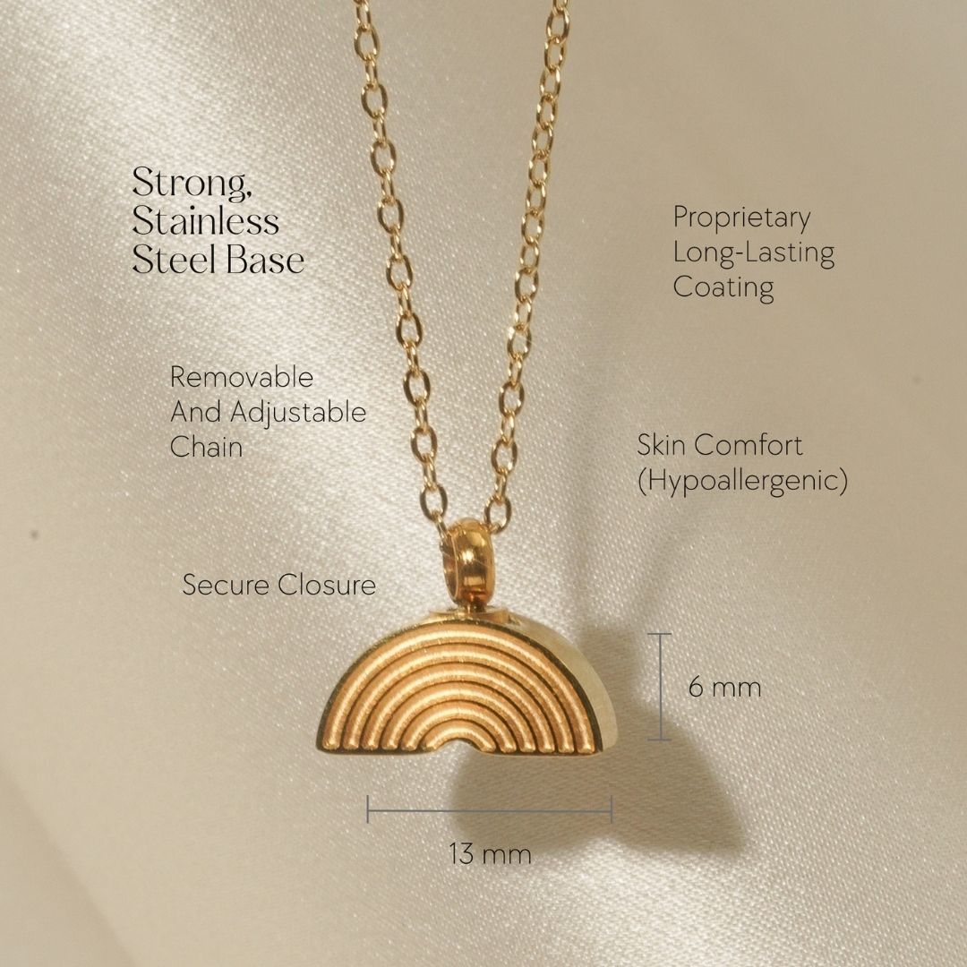 Rainbow Bridge - Cremation Necklace for Dog & Pet Ashes - Gold
