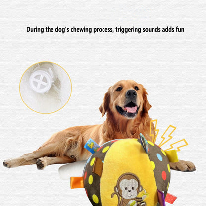 Plush Dog Sound Ringing Ball, Interactive Pet Toy, Teeth Cleaning, Chewing Toy, Big Dog, Little Dog