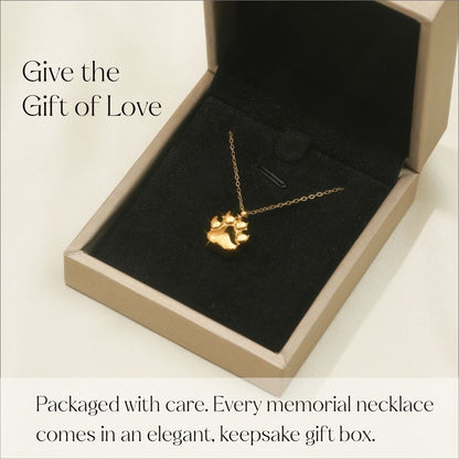 Paw Print - Cremation Necklace for Dog & Pet Ashes - Gold