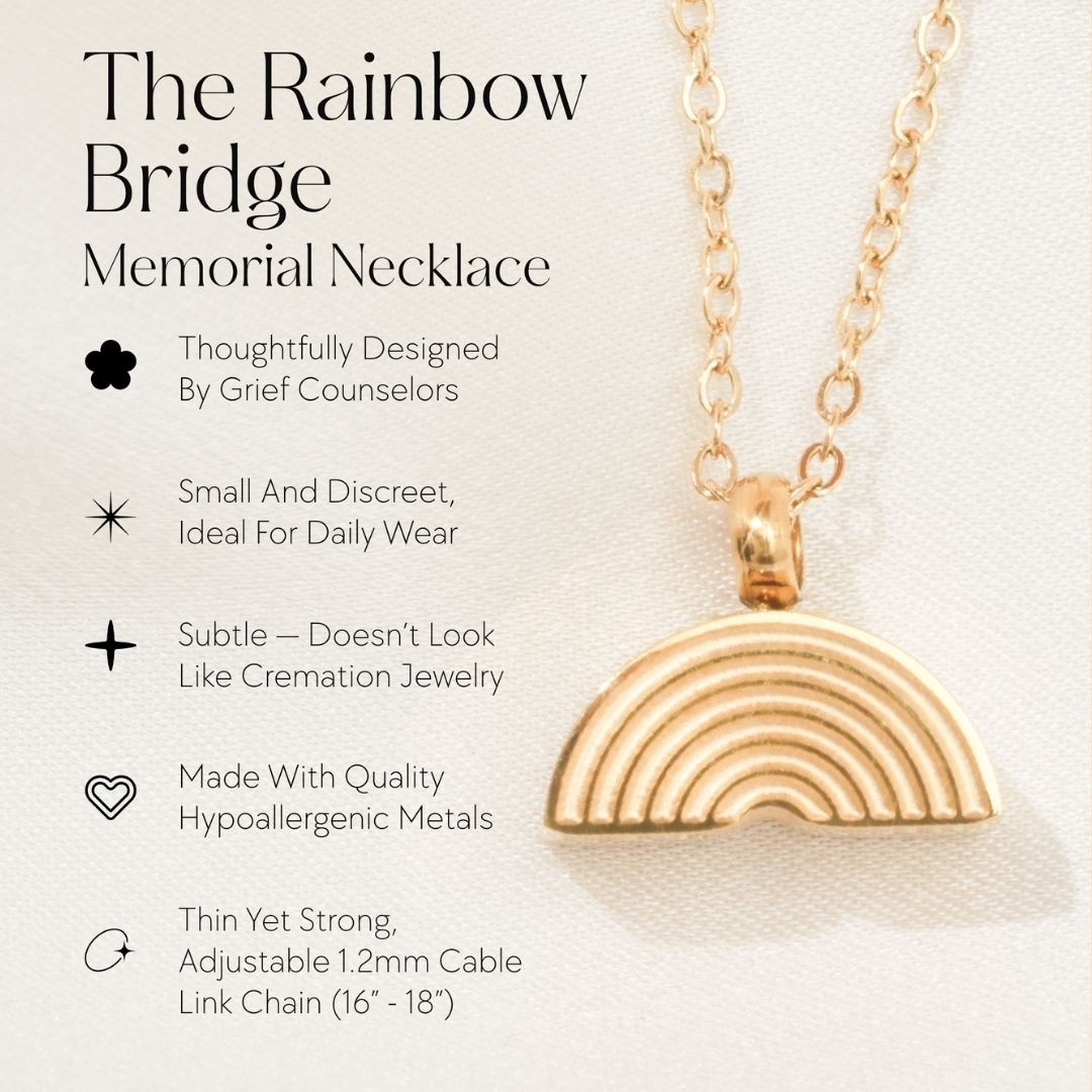 Rainbow Bridge - Cremation Necklace for Dog & Pet Ashes - Gold