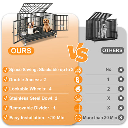 42" Stackable Dog Crate with Divider 43T (Standard Height)