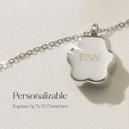 Paw Print - Cremation Necklace for Dog & Pet Ashes - Silver