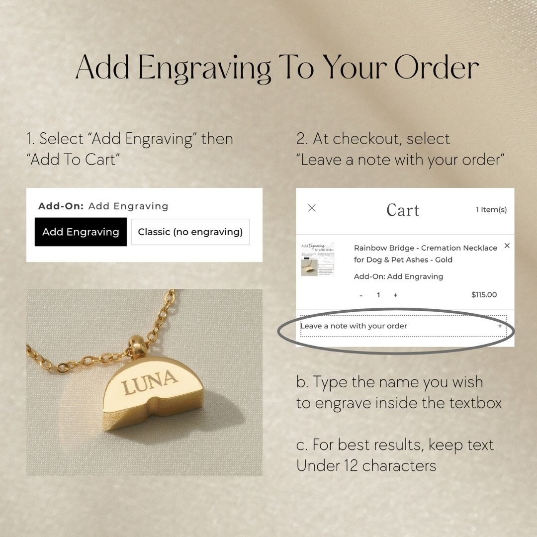 Rainbow Bridge - Cremation Necklace for Dog & Pet Ashes - Gold