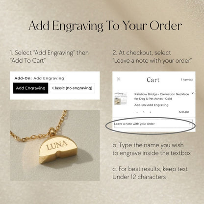 Rainbow Bridge - Cremation Necklace for Dog & Pet Ashes - Gold
