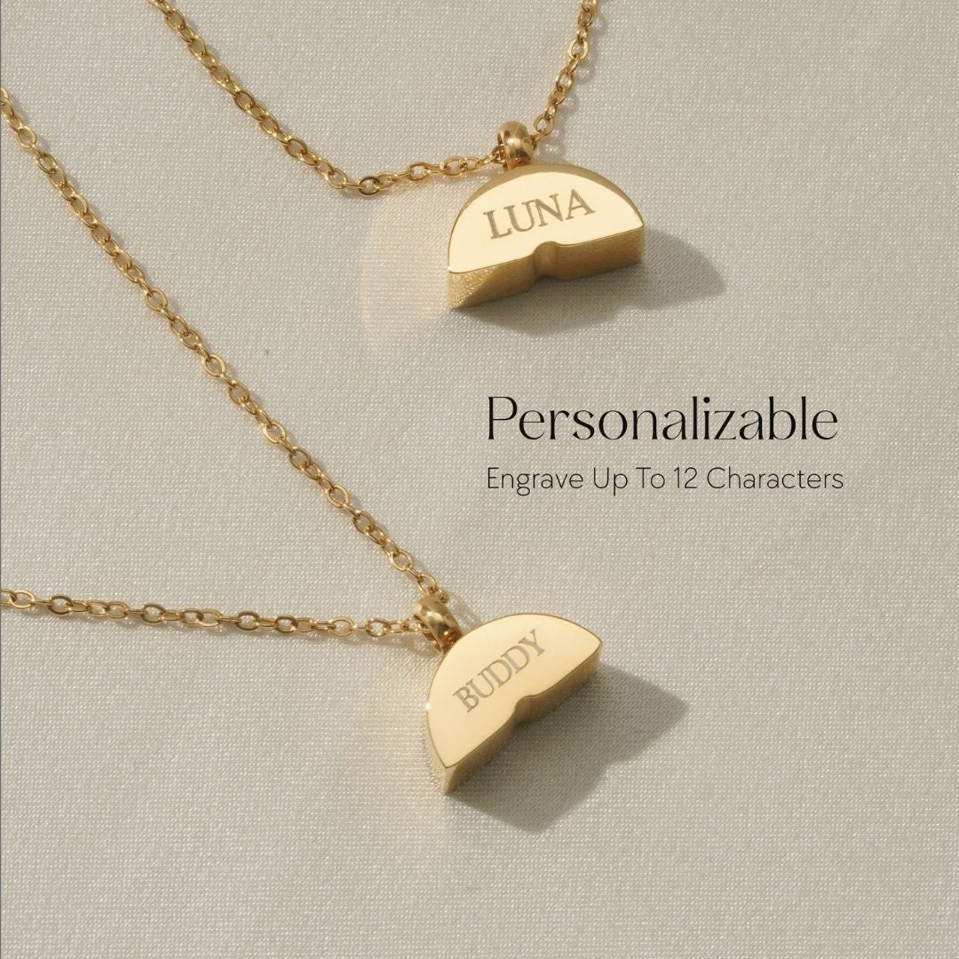 Rainbow Bridge - Cremation Necklace for Dog & Pet Ashes - Gold