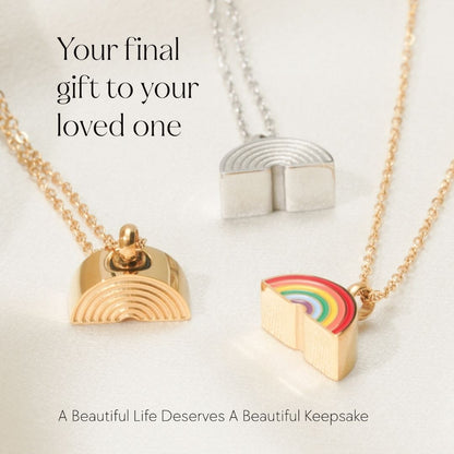 Rainbow Bridge - Cremation Necklace for Dog & Pet Ashes - Gold
