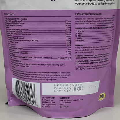 ZA@ THE MISSING LINK (5 Pack) Ultimate Senior Health Formula Dog Supplement 1 lb Bag BB 06/25