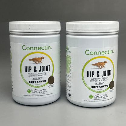 CONNECTIN (2 PACK) Hip & Joint Clinically Proven Comfort + Mobility Dog Supplement Soft Chews 08/25