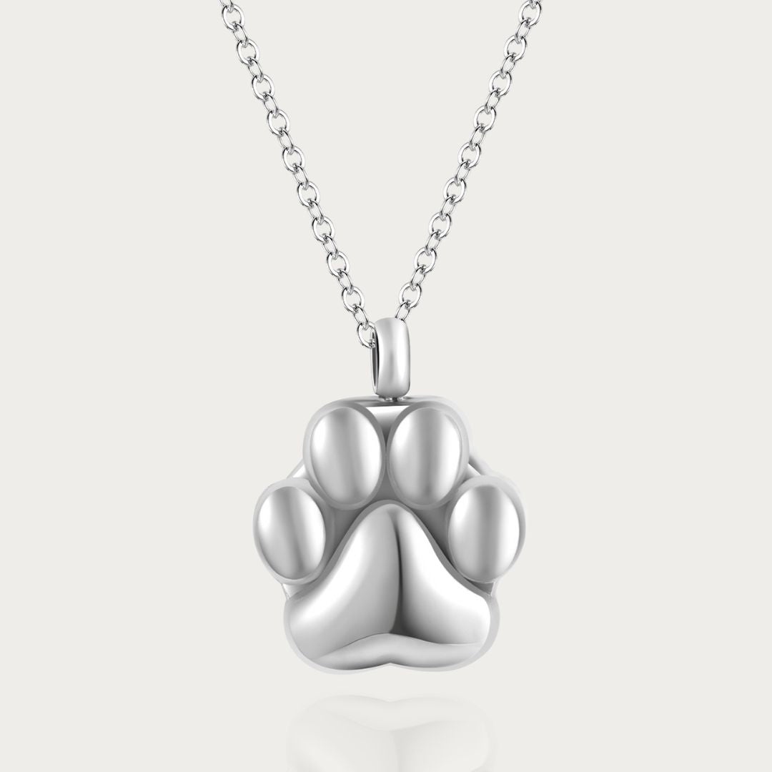 Paw Print - Cremation Necklace for Dog & Pet Ashes - Gold