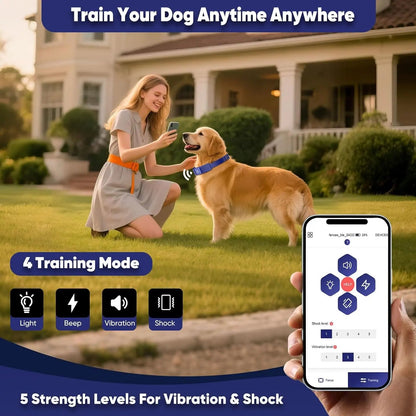GPS Wireless Dog Fence Smart App Control Training Collar Adjustable Waterproof