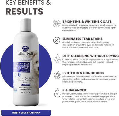 Lillian Ruff Professional Berry Blue Brightening Dog Shampoo & Conditioner Set