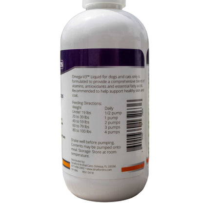 Piccardmeds4pets Derma-3 Liquid Omega-3 Supplement - 8oz Pump Bottle for Dogs & Cats + FREE Bandana!