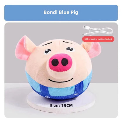 Interactive Electric Plush Jumping Ball - USB Rechargeable Dog Training Toy with Music