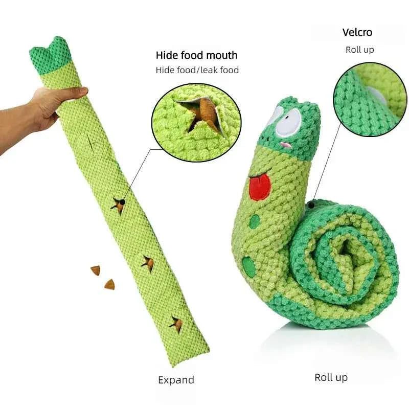 Dog Puzzle Feeder Plush Snail – Interactive Squeaky Chew Toy for Puppies & Dogs