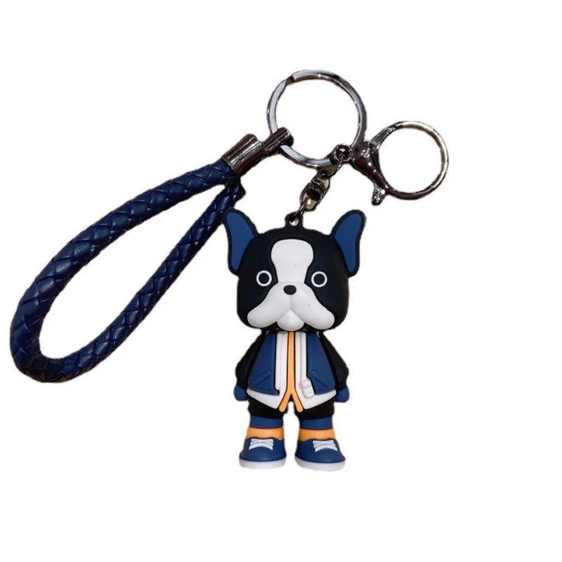 Cartoon French Dog Car Keychain Bulldog Accessories Personality Resin Solid Dog Student Couple Bag Cute Key Chain Pendant Gift