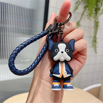 Cartoon French Dog Car Keychain Bulldog Accessories Personality Resin Solid Dog Student Couple Bag Cute Key Chain Pendant Gift