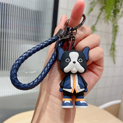 Cartoon French Dog Car Keychain Bulldog Accessories Personality Resin Solid Dog Student Couple Bag Cute Key Chain Pendant Gift