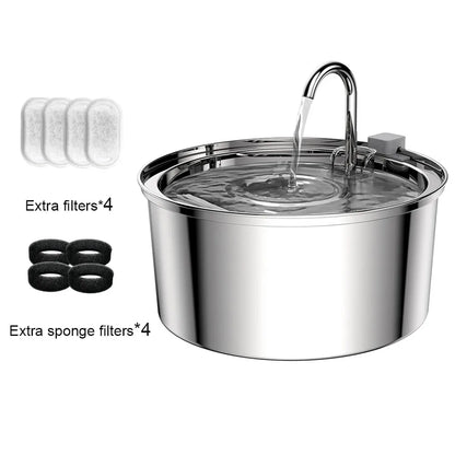 7L Large Capacity Stainless Steel Cat Water Fountain Dog Pet Automatic Water Feeder