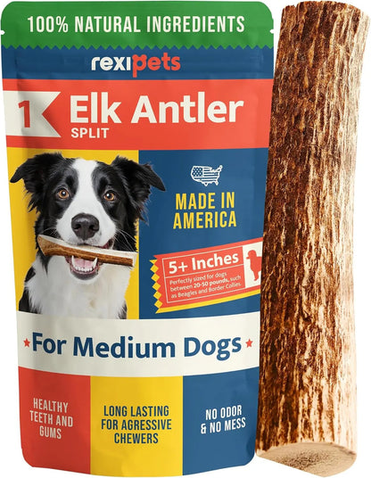 Split Elk Antlers for Dogs – Natural Long-Lasting Chew for Small & Medium Dogs