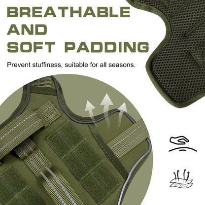No Pull Tactical Dog Harness Heavy Duty Molle Vest for Medium to XLarge Dogs