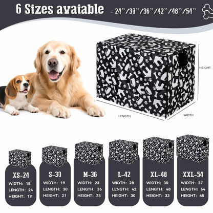 kefit Dog Crate Cover Kennel Cover Black/Paw 42 inch Size 42