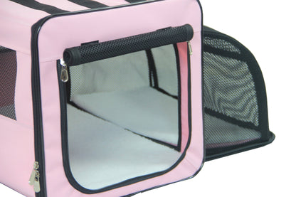Pet Life ® 'Capacious' Dual-Sided Expandable Spacious Wire Folding Collapsible Lightweight Pet Dog Crate Carrier House
