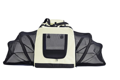 Pet Life ®  'Hounda Accordion' Metal Framed Soft-Folding Collapsible Dual-Sided Expandable Pet Dog Crate
